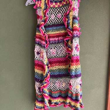 トップス dead stock hysteric glamour crochet vest SUPER RARE HYSTERIC GLAMOUR RAINBOW CROCHET VEST - Depop