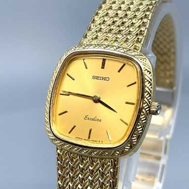 時計 vintage SEIKO EXCELINE GOLD 4N20-0370 Vintage Seiko Exceline 4N20 0370 Roman Numeral Dial Lady