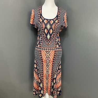 Bcbg Maxazria-Blue Orange & White Print Kayla Silk