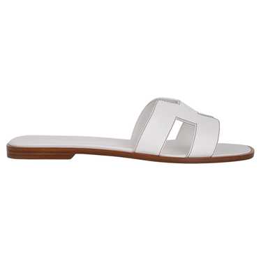 ★Hermes Oran Sandal Calfskin & Blanc Piqures Havane★ Hermes Oran Sandal White Calfskin Havane Topstitch 36.5