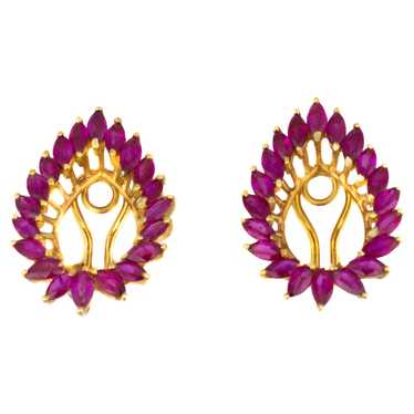 Ruby Marquise Cluster Open Teardrop Earrings - image 1