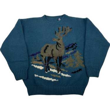 Vtg GAP 1989 Hand Knit Horse Rodeo Cowboy Shetland Wool