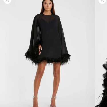 ★Mac Duggal★ Black ダブルラッフルヘム ミディドレス 関税送料込【MAC DUGGAL】ミディ ワンピース 花柄 ブラック