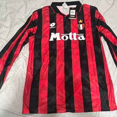 Vintage Lotto AC Milan Jersey Red Soccer Kit Long Sleeve