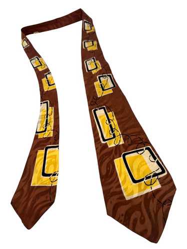 Vintage 1940's Necktie, Hand Painted Abstract, 1950's Tie