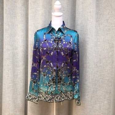 Les Copainsブルー系　ラメ入り　 アンサンブル　Sサイズ Les copains blouse - Gem