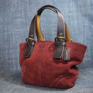 バッグ COACH Soho Leather Satchel Bag Bordeaux COACH RARE, Vintage Soho Satchel- Flap, Studded -9642