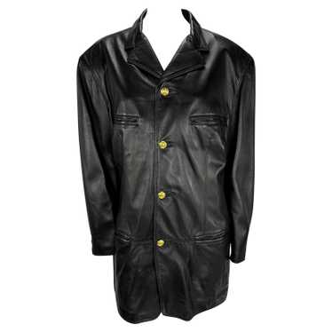 VERSACE ブラックレザーブレザー 激レア VERSACE ヴェルサーチ レザーテーラードジャケット