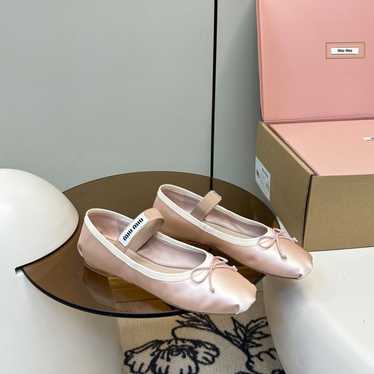 MIU MIU★伸縮性メッシュバンド付きサテンバレリーナ★送関込 miu MIUMIU ミュウミュウ バレッタ 5IF092 049 レディース
