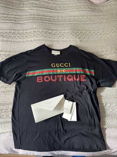 GUCCI BOUTIQUE Tシャツ WMNS) Gucci Boutique Ribbon Horse Buckle Printed For Beige