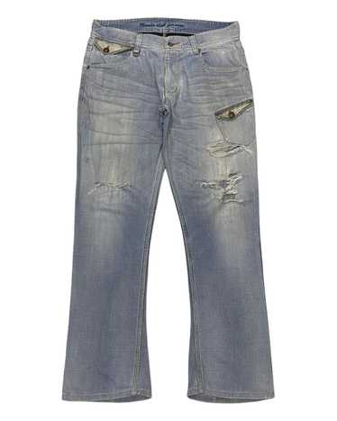 m6779【NICOLE CLUB FOR MEN】FLARE DENIM NICOLE CLUB FOR MEN VELOUR SNAKESKIN PRINT JEANS | Barhaine