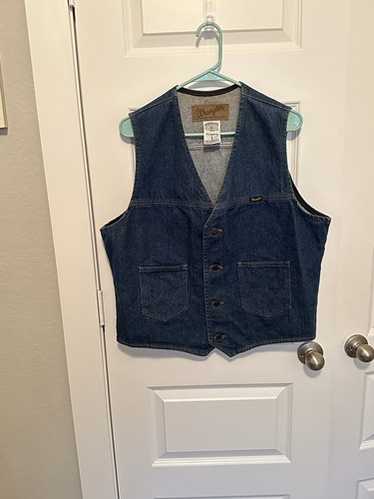 Vintage 70s Wrangler Mens Vest Large Western Deni… - image 1