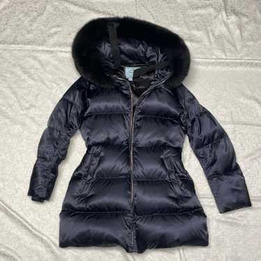 大幅値下げ PRADA double zip fur down jacket Prada Black Fur Puffer Jacket - size IT44 ○ Labellov ○ Buy