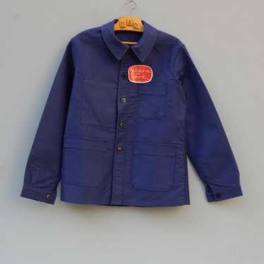 French Vintage Blue Moleskin Work Jacket ADOLPHE LAFONT Size