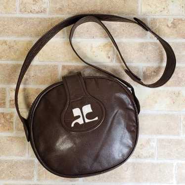 vintage Courrèges shoulder bag leather Vintage Courreges Black Leather Shoulder Bag 1980s