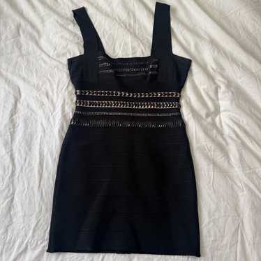 【関税込み】Herve Leger ブラック Bustier ミニドレス Herve Leger Black V-Neck Mini Bandage Dress - Size Large NWT