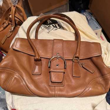 バッグ OLD COACH Soho brown Leather Handbag Vintage Coach Soho Mia Tobacco Brown Leather Satchel With