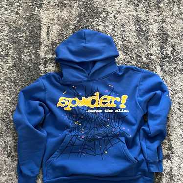 sp5der パーカー ブルー Mサイズ 極美品 Sp5der スパイダー パーカー フーディー Young Thug プル