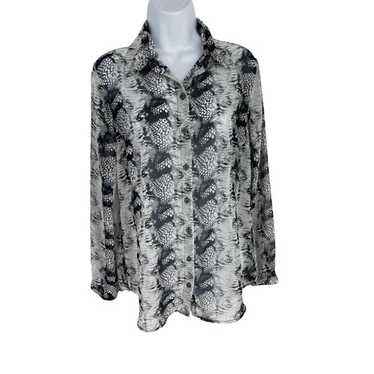 CAbi Python Snake Print Sheer Button Top Chiffon … - image 1