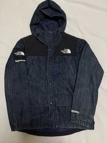 New XL Supreme x The North Face Denim Dot Shot Hooded Jacket