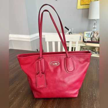 COACH タクシー ジップ レザー トートバッグ 中古・古着通販】COACH (コーチ) タクシーレザートートバッグ