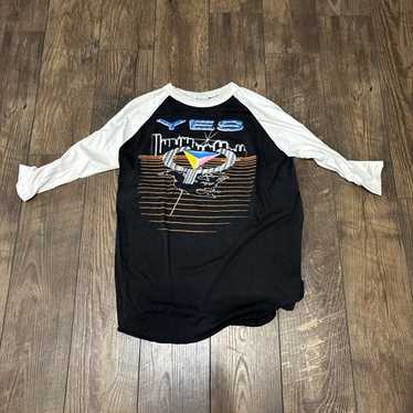 ’84年製!YES“ワールド·ツアー1984”BBシャツ(ラグラン)　グレー×白 fit=scale-down,w=1200