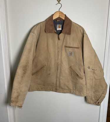 ジャケット・アウター Carhartt Detroit Jacket 80s Vintage Carhartt Detroit Jacket Sun Faded Xl Tan Red Quilted