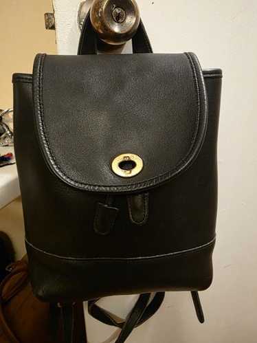 バッグ Vintage Coach Backpack 9960 BK Vintage COACH Daypack Black Leather Drawstring Mini Backpack