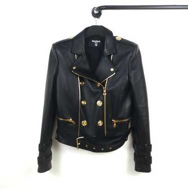 ジャケット・アウター BALMAIN RIDERS LEATHER JACKET SIZE 46 Balmain X H&M Limited Edition Leather Jacket 46/36R | eBay