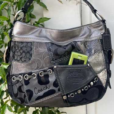 バッグ 206 Coach Patchwork Studs Hobo Shoulder Coach black patchwork hobo - Gem