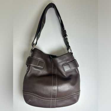 バッグ OLD COACH Soho brown Leather Handbag Vintage Coach Soho Mia Tobacco Brown Leather Satchel With