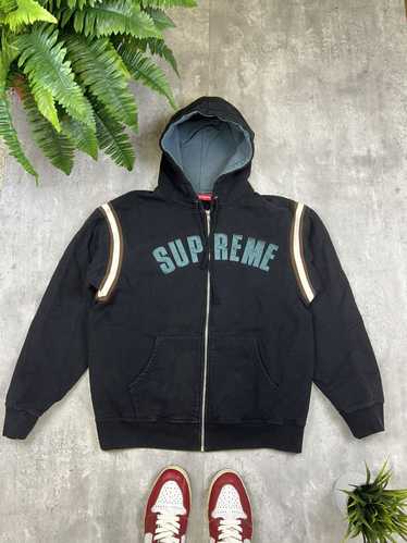 【美品】シュプリーム ロゴ パイピング フーディ トラック ジャケット 黒 L Supreme logo zip up - Gem