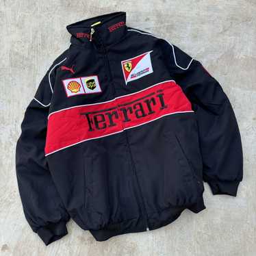 Ferrari ウィンドブレーカー 赤・黒 Vintage Black Ferrari F1 Racing Embroidery Jacket UPS Shell