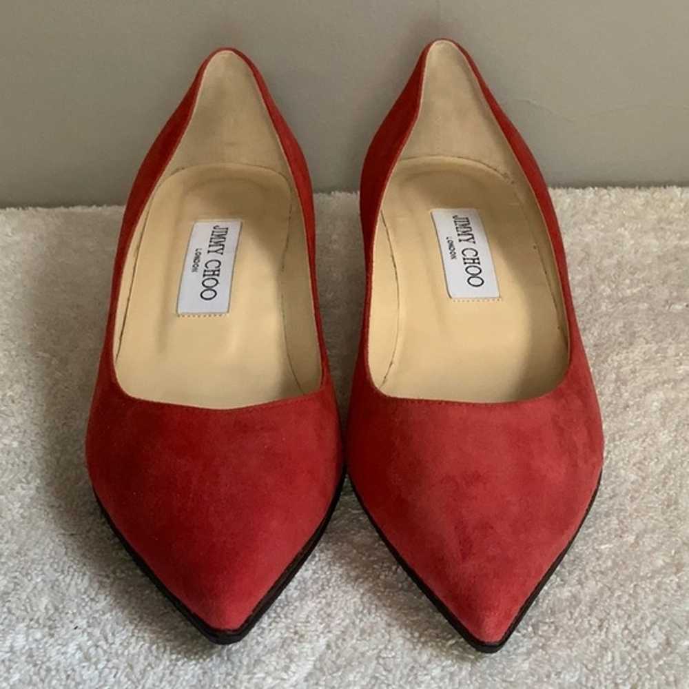 Jimmy Choo Red Suede Flats with a Pointed Toe (EU… - image 3