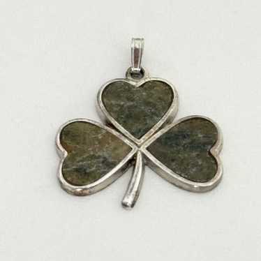 Vintage Connemara Marble 18K Gold Plated Celtic Clover Cross