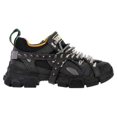 【グッチ】Flashtrek スニーカー レザー ビジュー 34.5 黒 GUCCI Sega Flashtrek sneaker shoes Black US5 UK34.5 low cut
