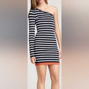 残り僅か！【BCBG MAXAZRIA】ONE SHOULDER ミディ丈ドレス Black/White One Shoulder Dress - CURATORZ