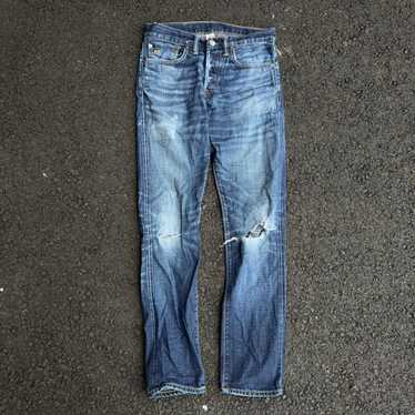 RRL/Vintage Damaged Denim【Low Straight】 Rrl distressed denim jeans - Gem