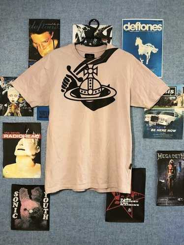 Vivienne Westwood MAN 44サイズ グレー ビッグオーブロゴ Tシャツ カットソー 7分袖 オーバーサイズ うさぎ プリント