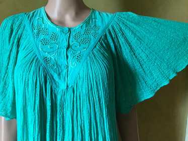 Vtg 70s 80s Cotton Gauze Dress / Grecian Sun Dres… - image 1