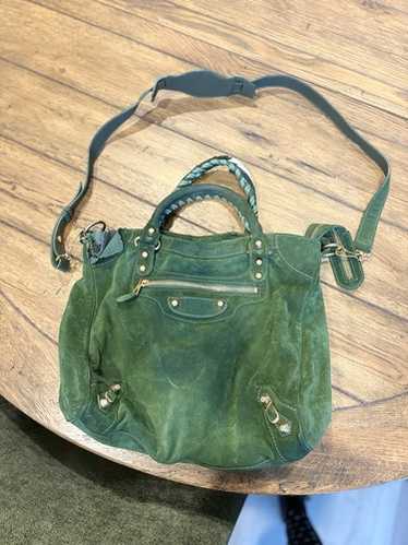 Balenciaga Apple Green Lambskin Leather Motorcycle City Bag