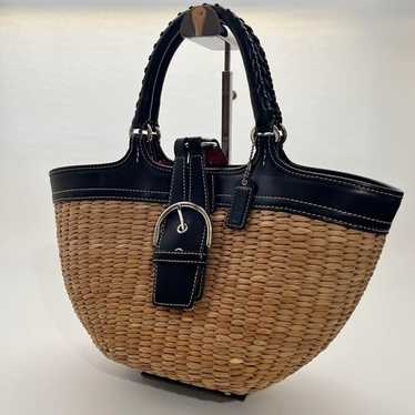 【COACH】Women's Medium Straw Tote ミディアム★BLACK COACH Black Straw Tote bag | eBay
