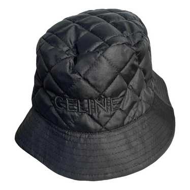 CELINE | QUILTED LIGHT NYLON BUCKET HAT BLACK&ORANGE ハット Celine Paris Black Quilted White Logo Nylon Twill Orange Sun