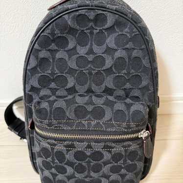 COACH Signature Coated Canvas Solid Black Crossbody Shoulder