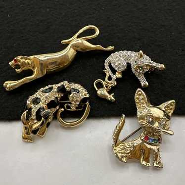 Vintage rhinestone enamel panther - Gem