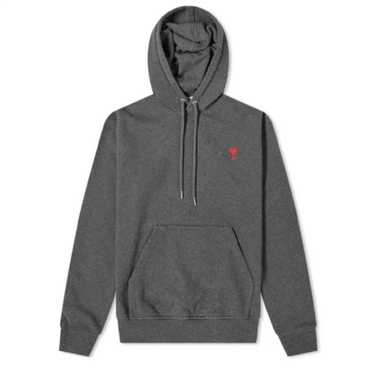★韓国の人気★【AMI】★AMI SMALL HEART LOGO HOODIE★GRAY★ AMI Paris Men's Small A Heart Zip Hoodie in Heather Ash Grey AMI