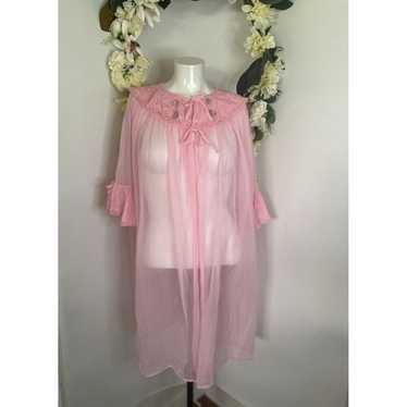 50s Women’s Sheer Nightgown Pink Sheer Robe Vinta… - image 1