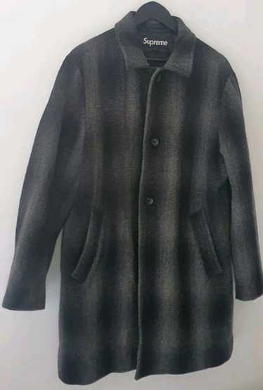 Supreme　Wool Windowpane Overcoat　BLACK Supreme Wool Windowpane Overcoat (FW19) - $568