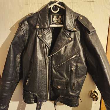 80s leather biker jacket - Gem