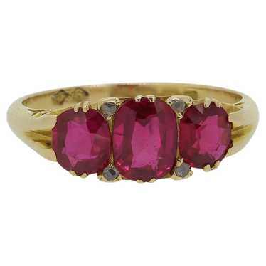Edwardian Synthetic Ruby And Diamond Three Stone … - image 1